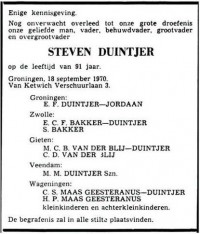 Overlijdensbericht Steven Duintjer (1970)